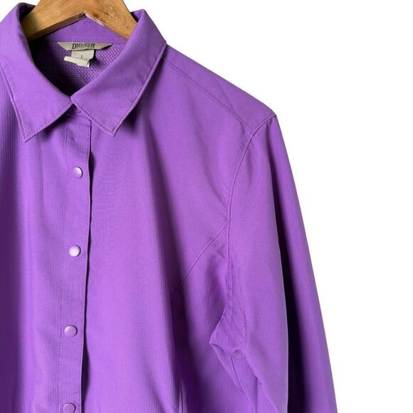 Duluth Trading Co Snap Front Shirt Long Sleeve Vented CoolPlus Outdoors Purple L - Picture 4 of 11